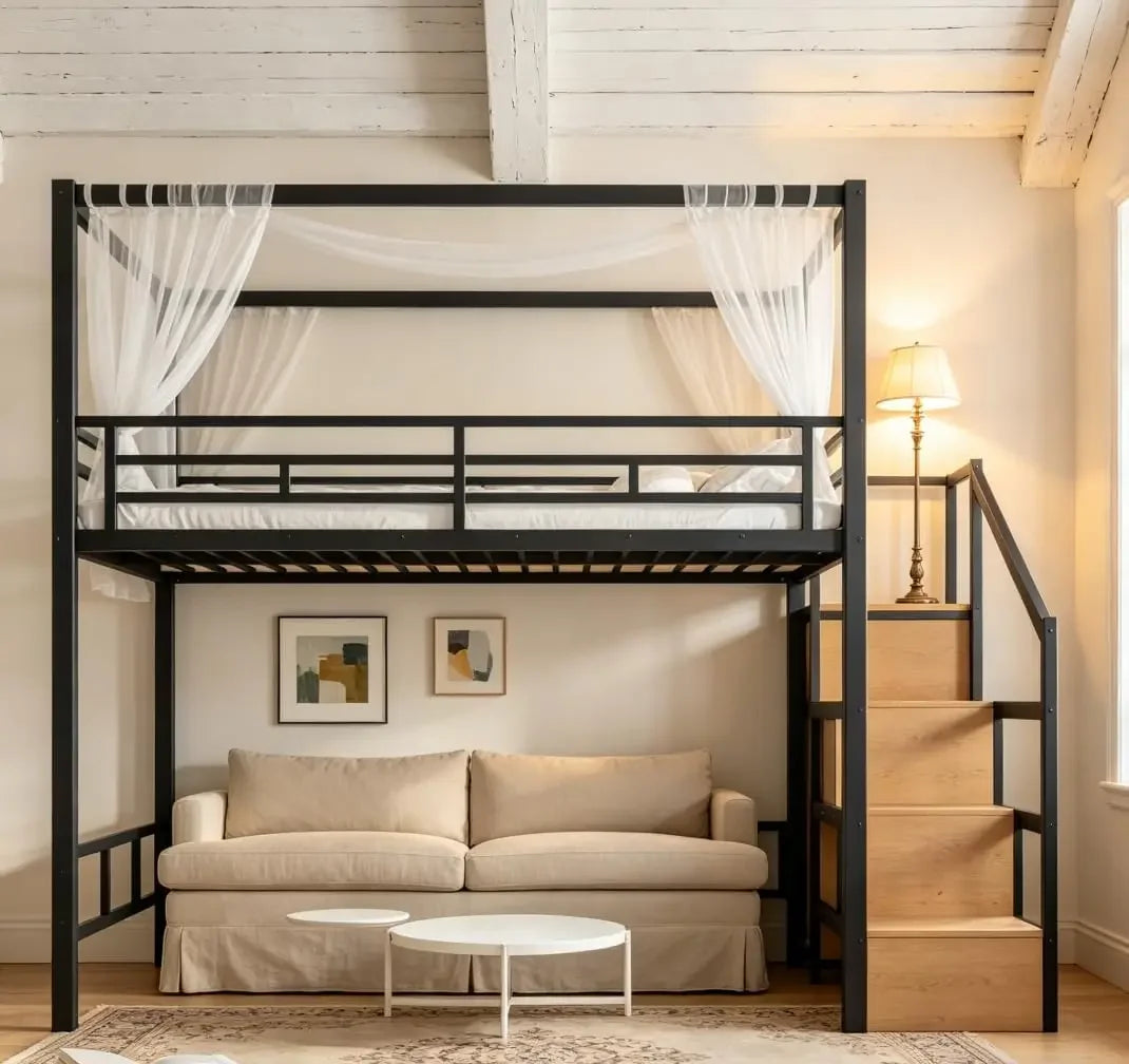 Queen Loft Bed With Storage Stairs And Wardrobe System