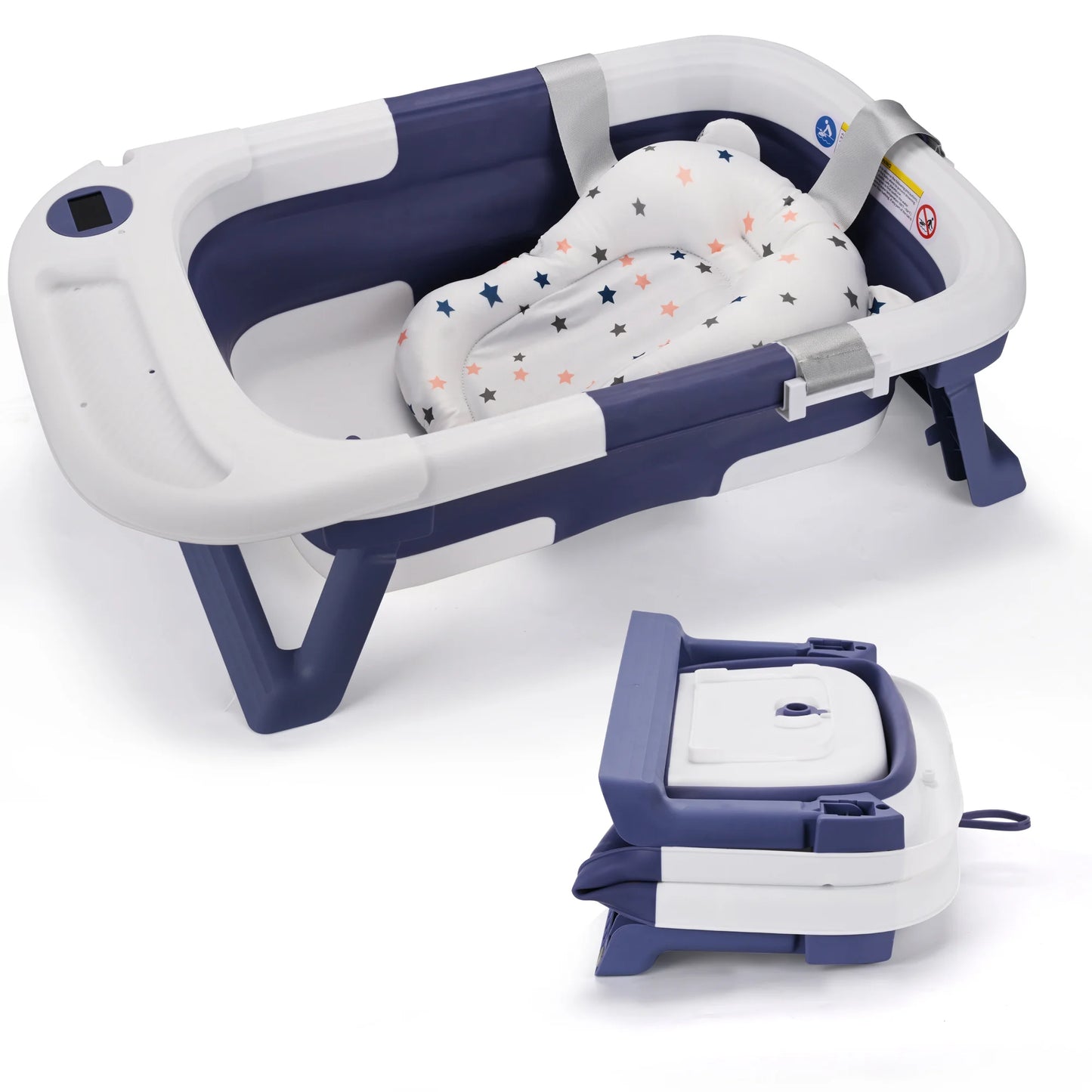 Baby Bathtub With Soft Cushion And Thermometer Portable Tub