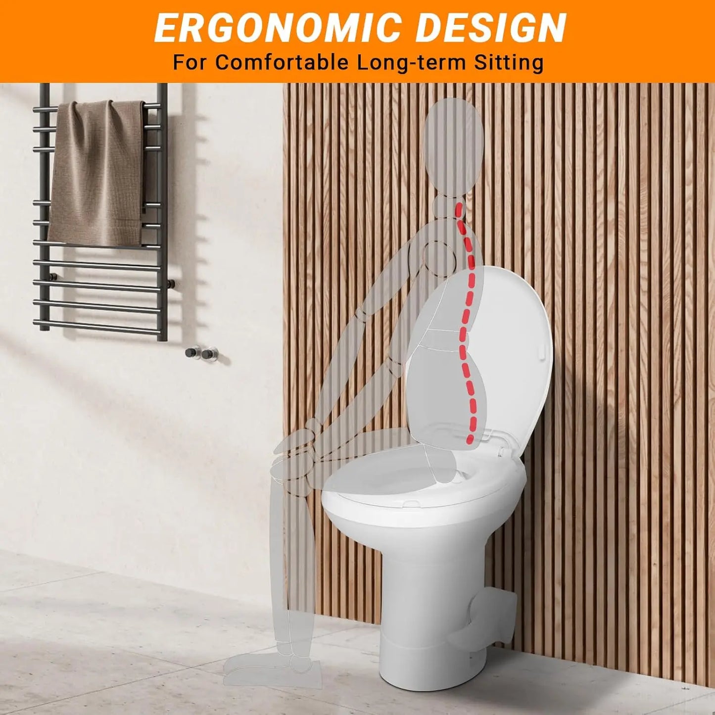 Gravity Flush RV Toilet with Foot Pedal Standard Height for Campers and Trailers