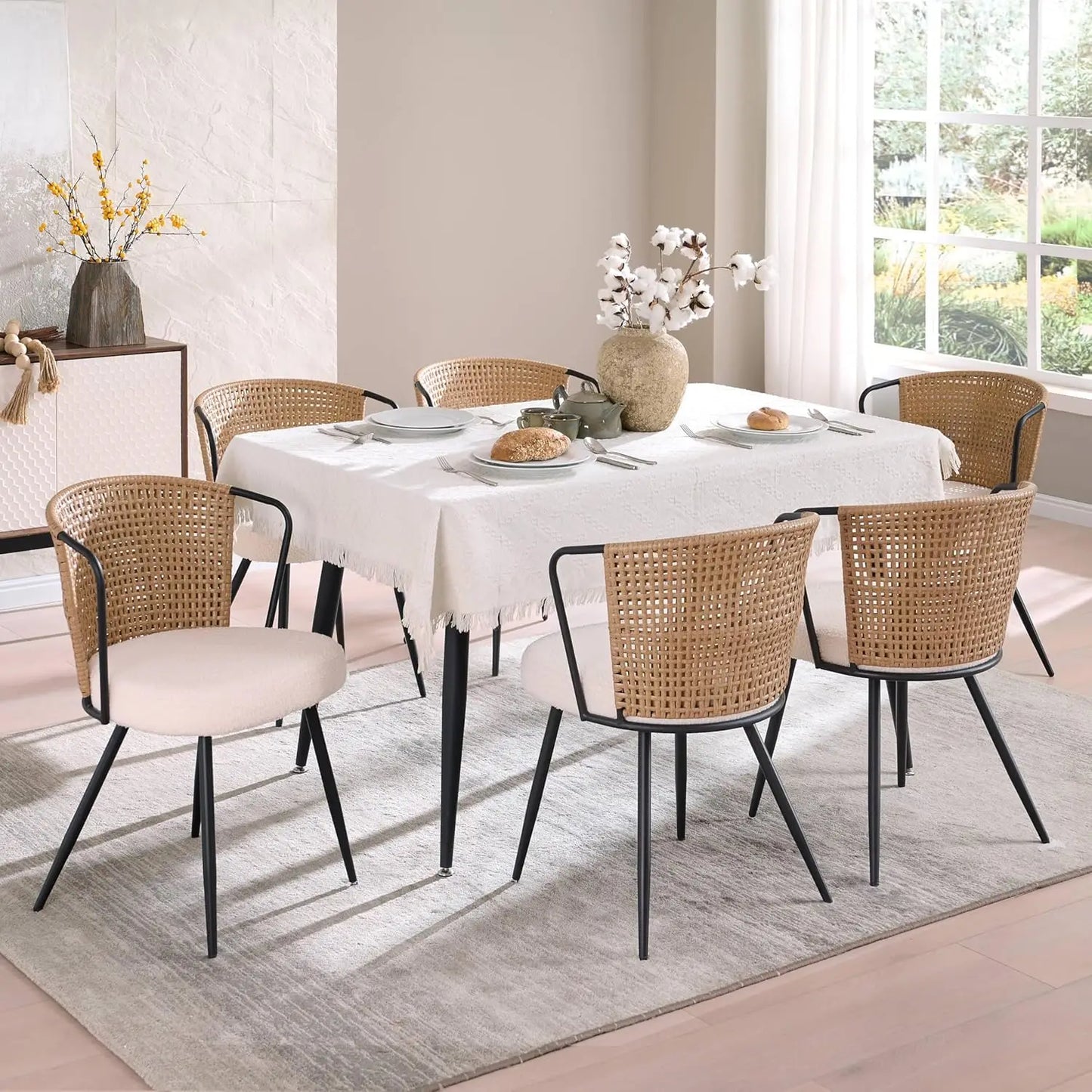 Dining Chair Set Modern Farmhouse Upholstered Wingback