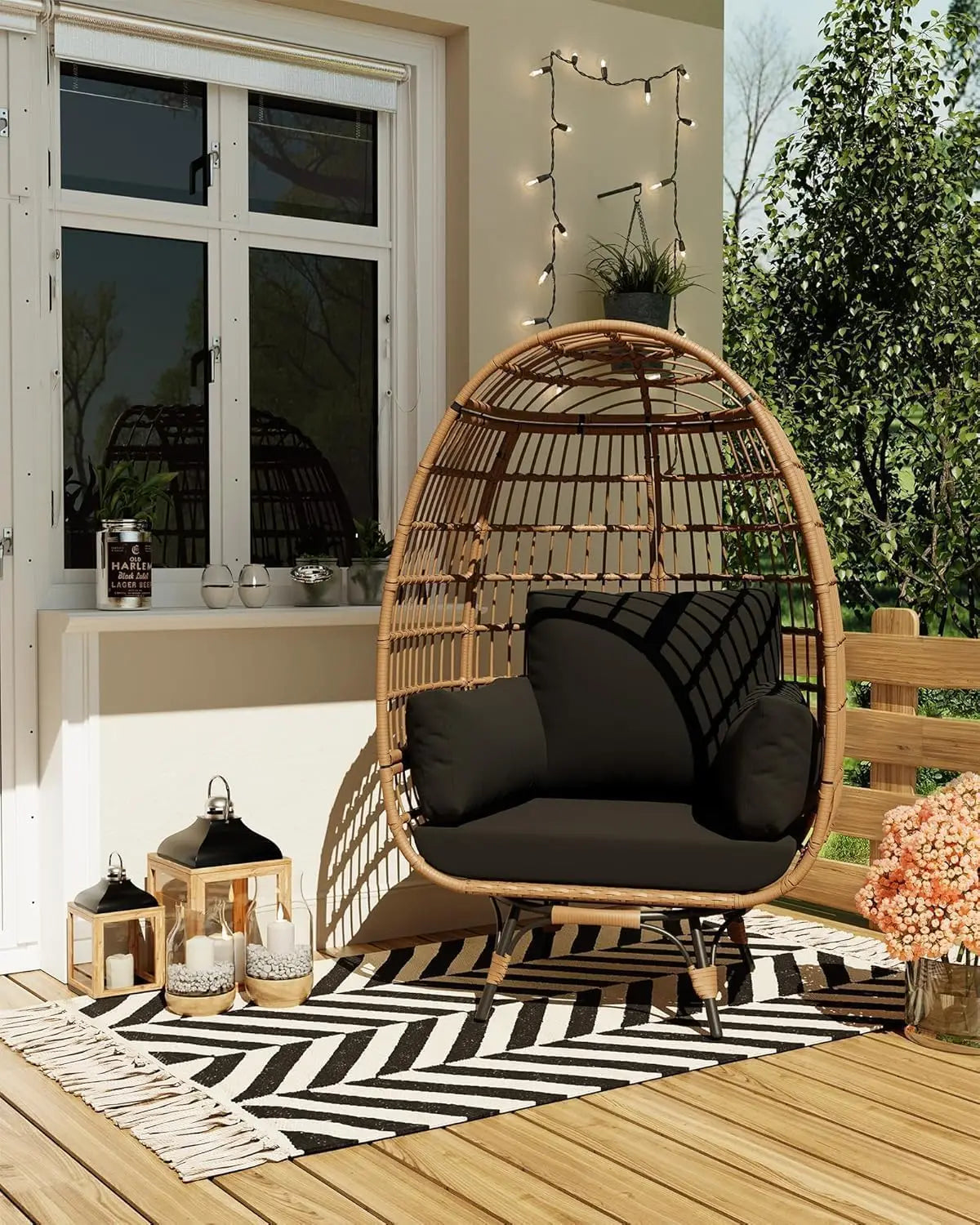 HiMISS 360 Degree Swivel Egg Chair Outdoor Lounge Furniture
