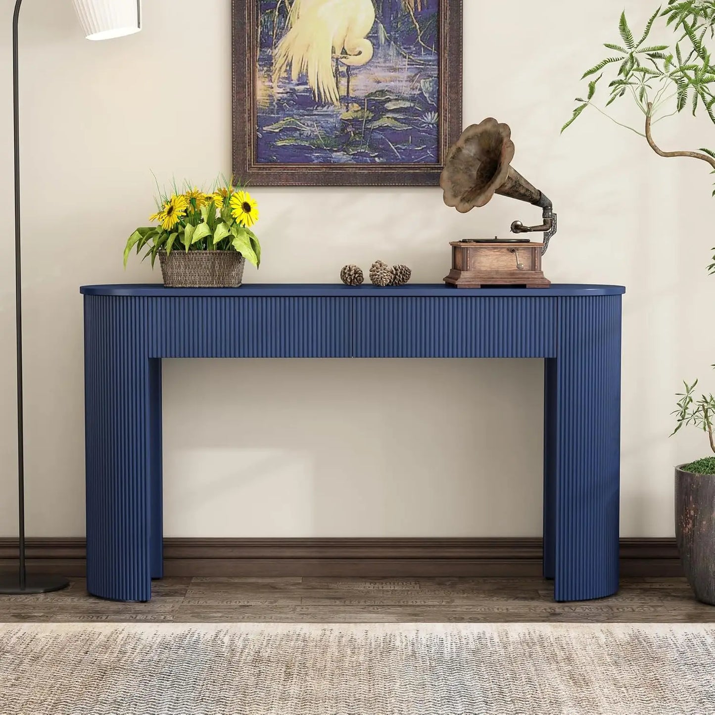 ZHENDAI Elegant Entryway Console Table With Fluted Design