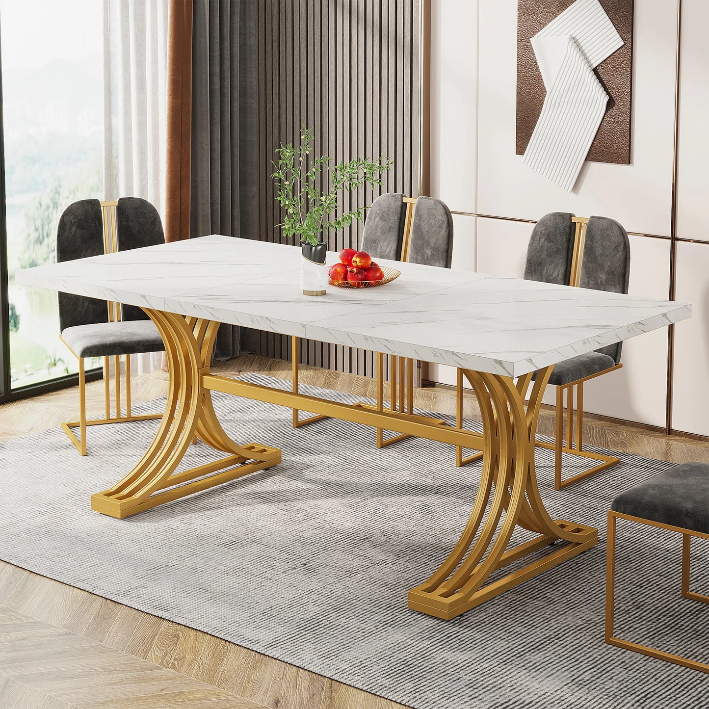 Tribesigns Modern Dining Table For Four Six Marble Top