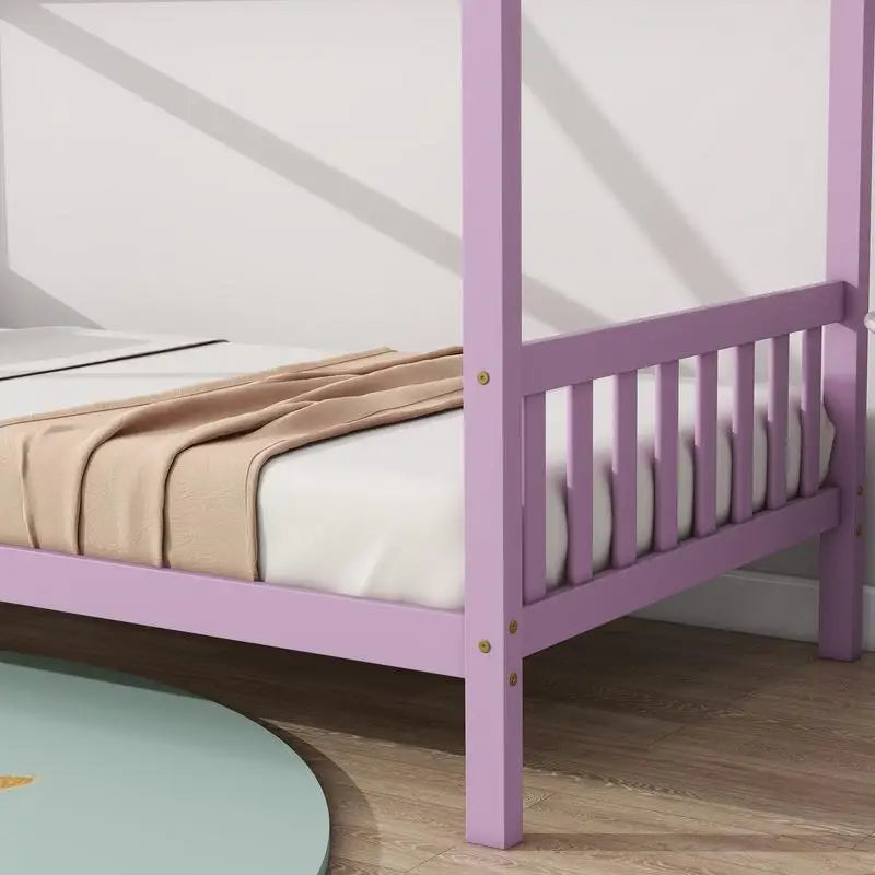 House Bed With Headboard Footboard Rubber Wood Frame For Children