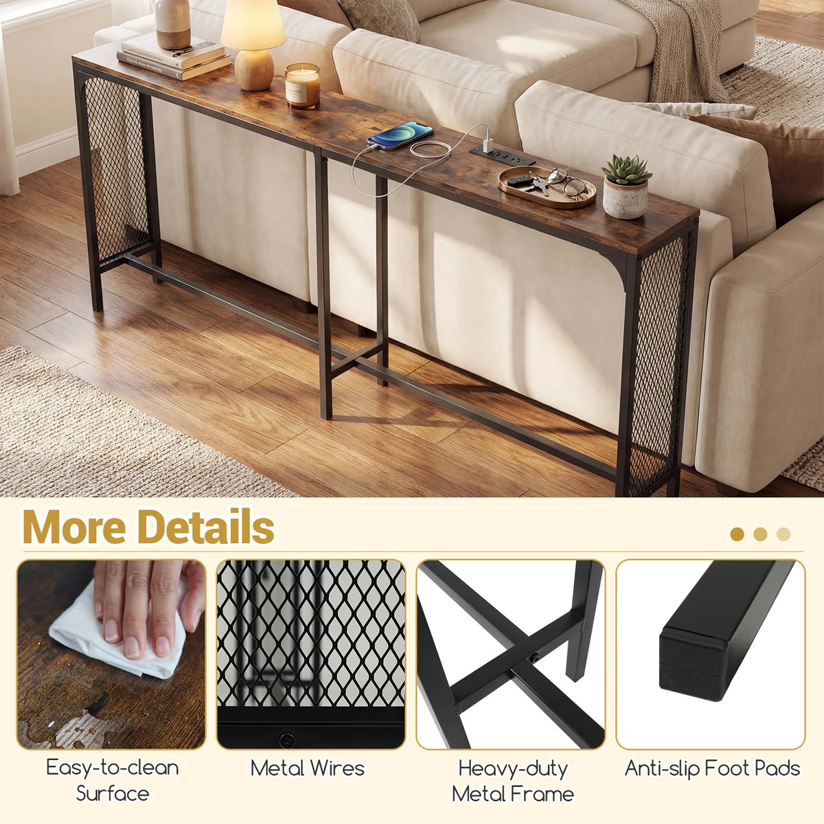HOMASIS Console Table With Power Outlet For Hallway Foyer