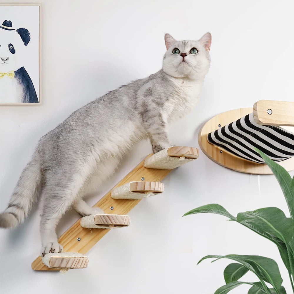 PETRAVELCN Cat Hammock Wall Mounted Three Tier Scratching Posts
