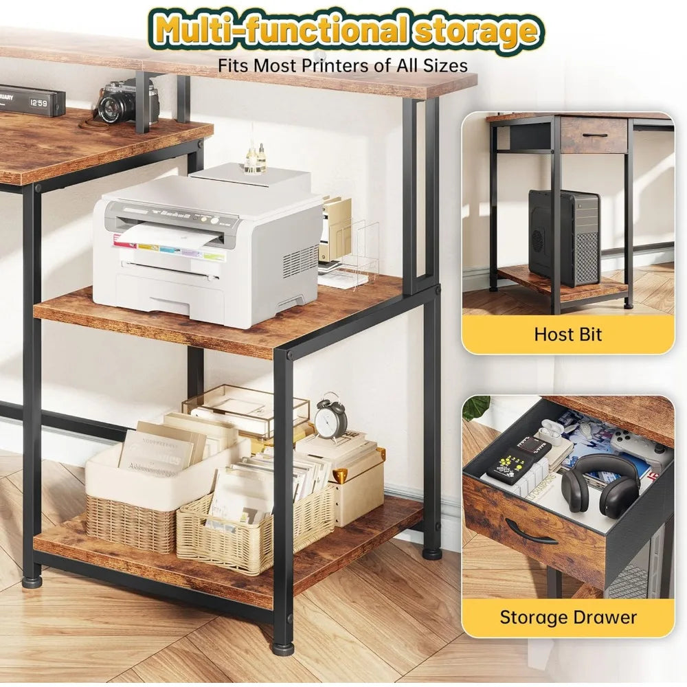 LZJV L Shaped Desk With Drawers And Storage