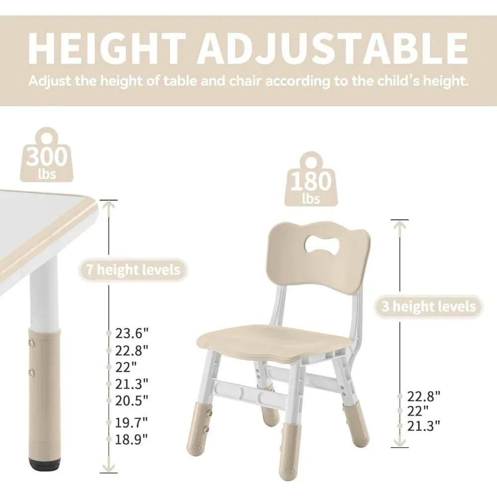 ANGDUO Durable Toddler Table And Chair Set Graffiti Desktop