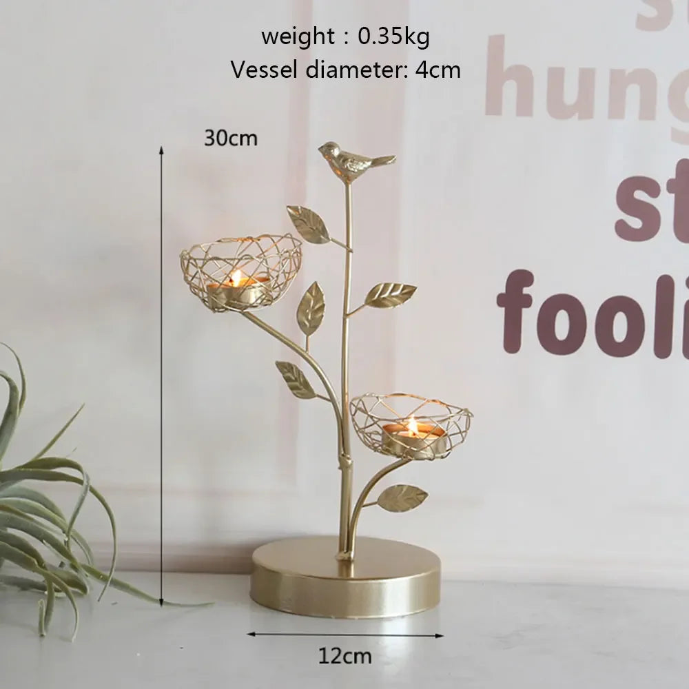 Wrought Iron Bird Candle Holders Centerpiece Wedding Decor