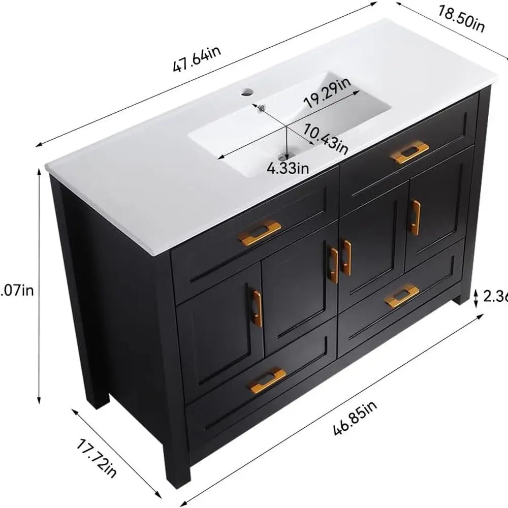 Modern Bathroom Vanity With Sink 4 Drawers Soft Doors