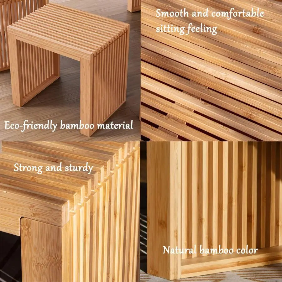 Modern Wood Dining Bench With Shoe Rack For Entryway