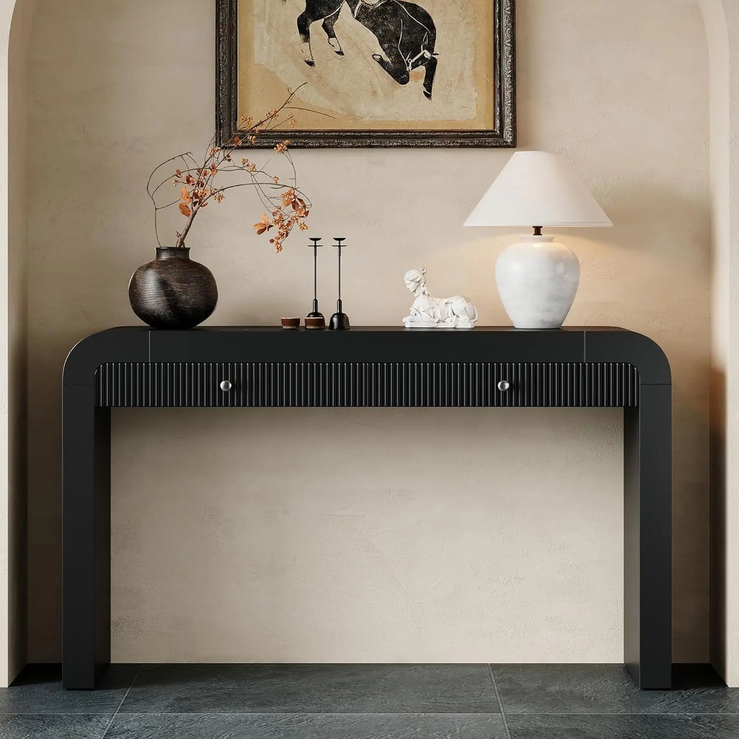 ZHENDAI Elegant Entryway Console Table With Fluted Design