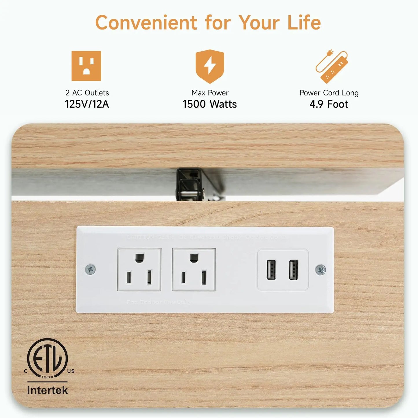 ONBRILL Mobile Kitchen Island with Power Outlet