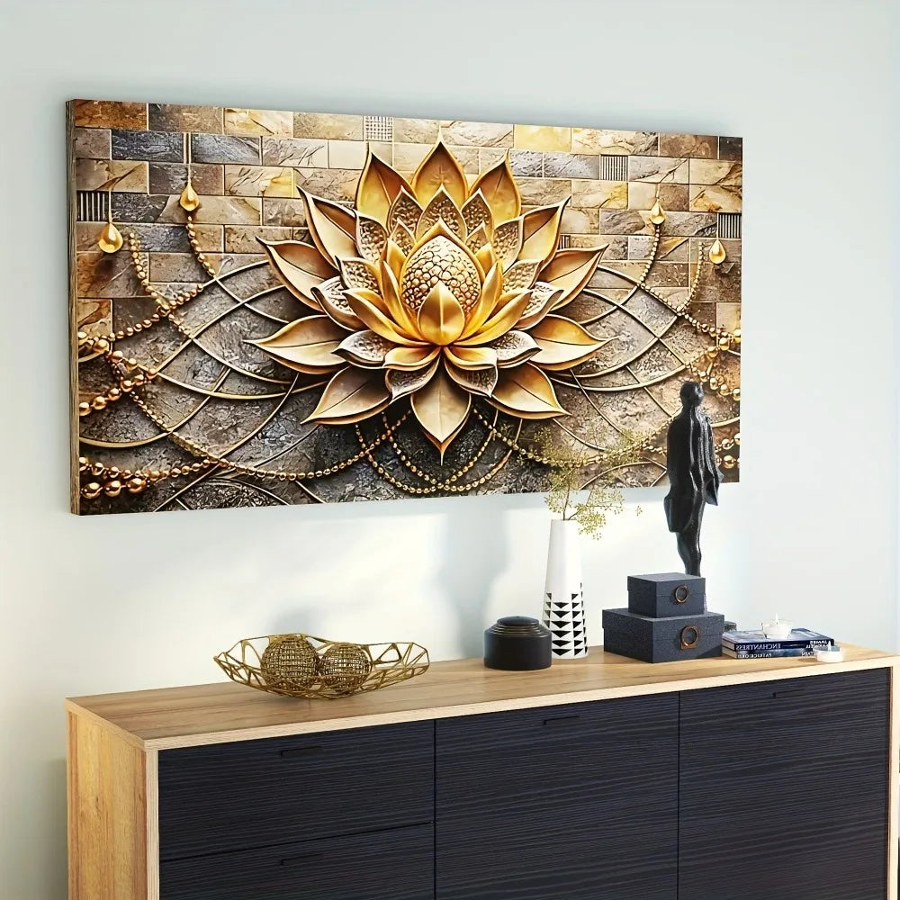 Modern Abstract Black Gold Floral Canvas Art for Elegant Interior Decor