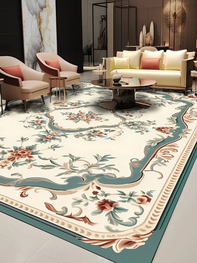 Pastoral Style Polyester Floor Rug for Living Room Bedroom