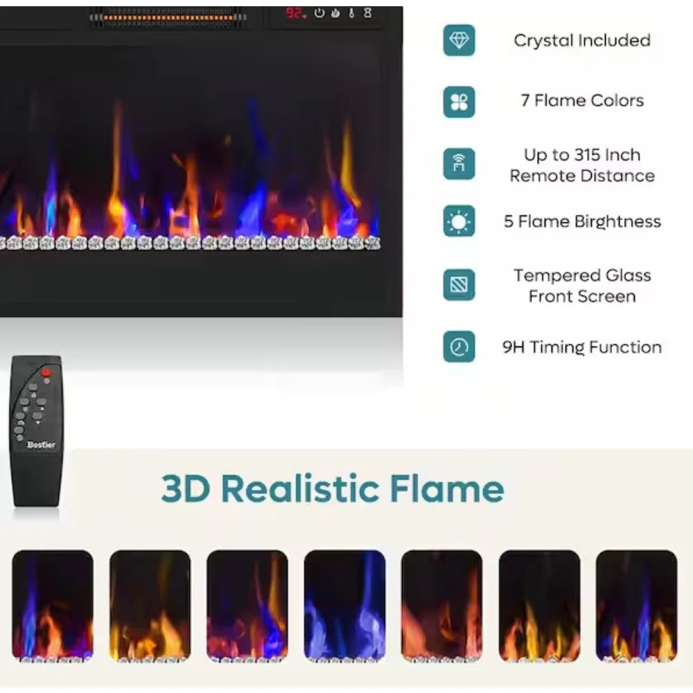Hign-concerned LED TV Stand With Fireplace And Cabinets