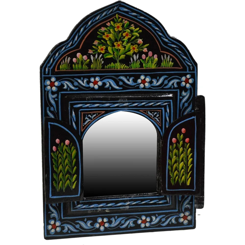 Handcrafted Moroccan Style Painted Door Wall Mirror Decor