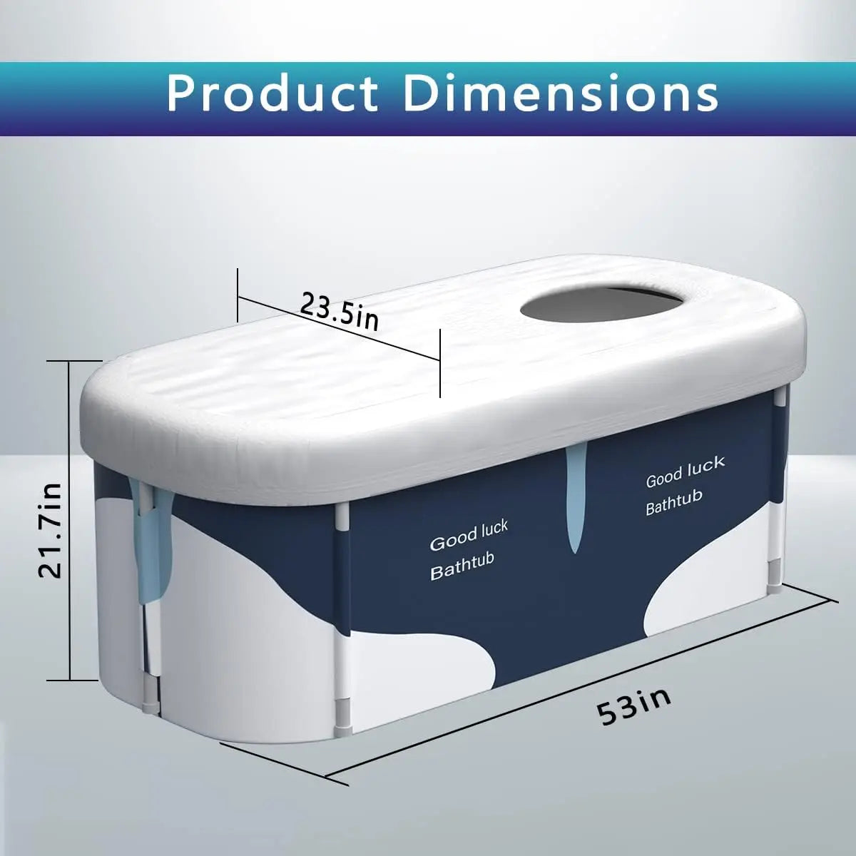 53 Inch Extra Large Portable Foldable Bathtub with Cover for Family Spa