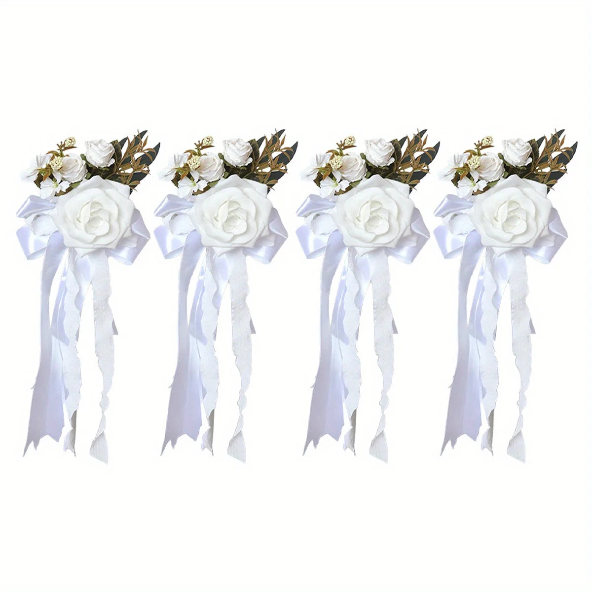 CN Zhejiang 4Pcs Wedding Aisle Pew Flowers Ribbons Chair