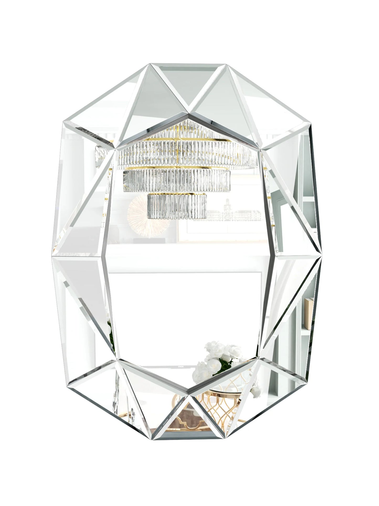 Wisfor Irregular Silver Glass Wall Mirror Beveled Diamond Edge