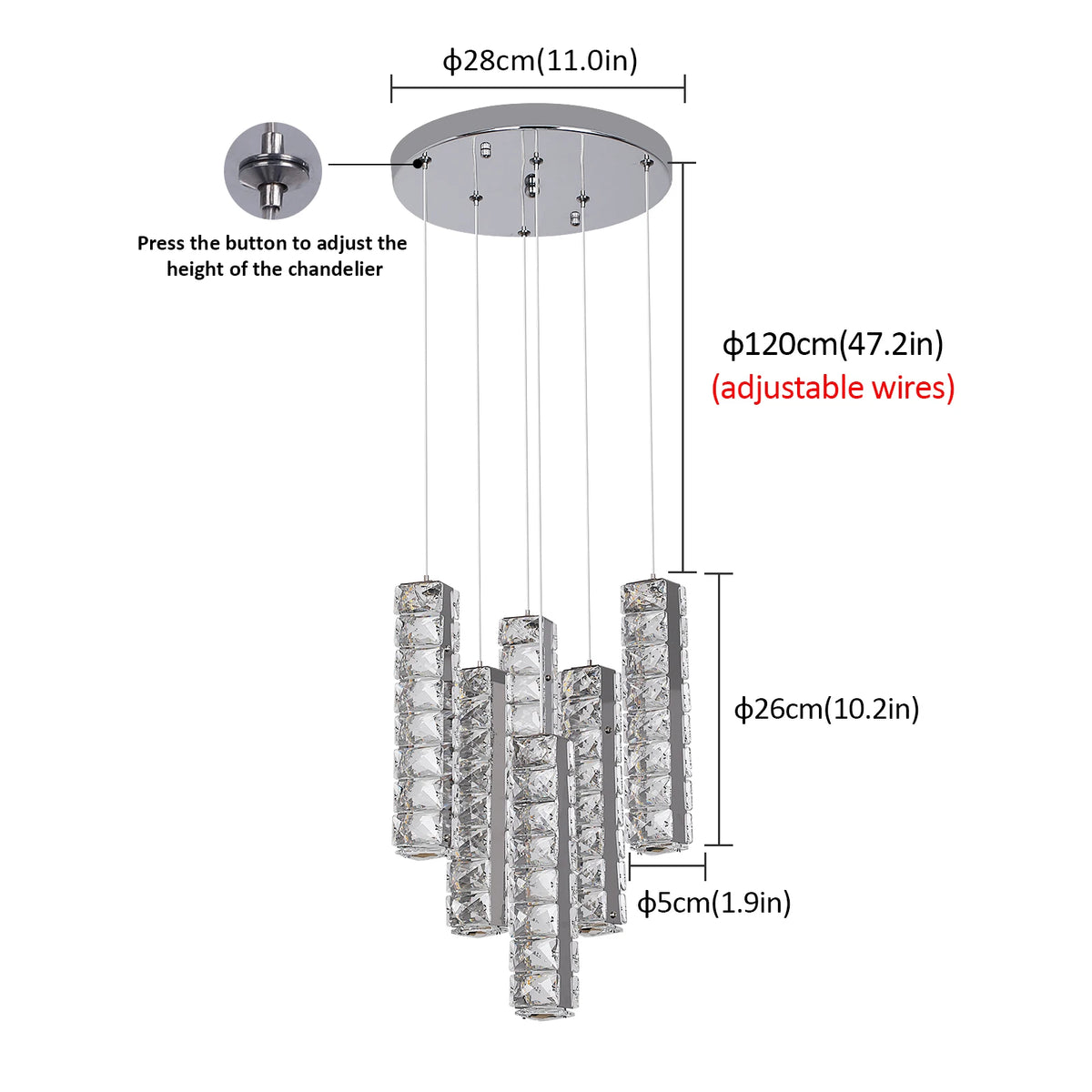 Vetrulus Nordic Crystal LED Pendant Chandelier Modern Home Lighting