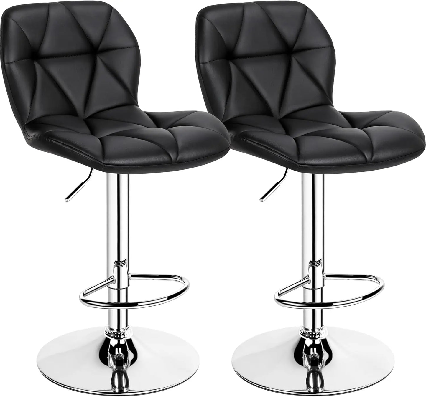 Bar Stools Set 2 Modern Adjustable PU Leather Swivel