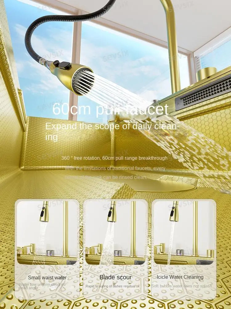 Zuixin Stainless Steel Kitchen Sink Waterfall Honeycomb