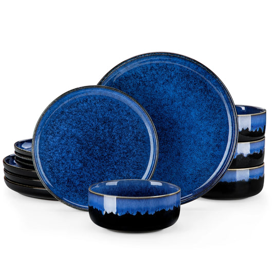 MALACASA Starry Reactive Stoneware Dinnerware Set Ceramic Plates