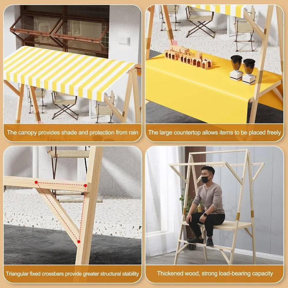 Collapsible Market Stall Rack With Canopy For Street Vendors