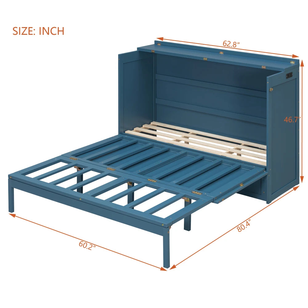 Murphy Bed Folding Wall Bed With BuiltInDrawer Usb Ports