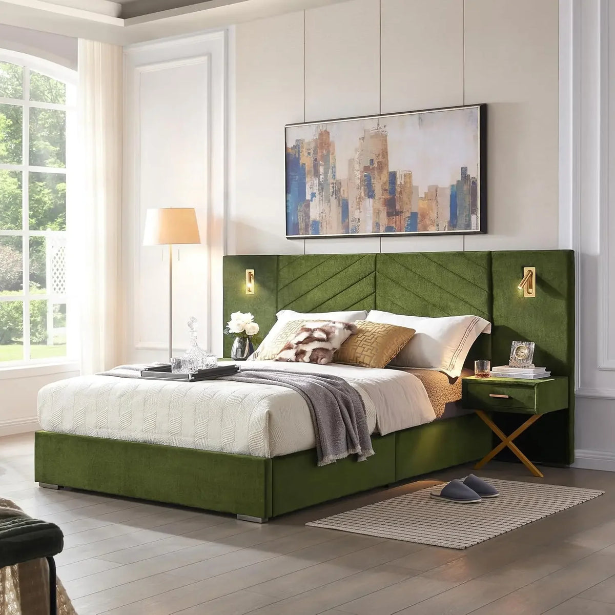 Diggera Bed Frame With Integrated Nightstands And Illuminated Headboard