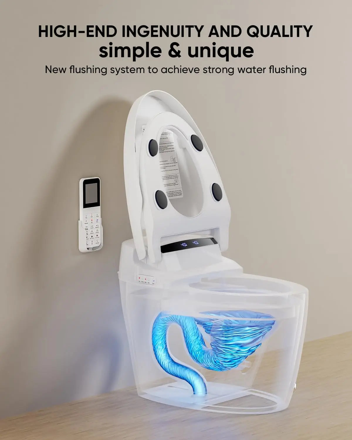 Luxury Smart Toilet with Heated Bidet Seat and Foot Sensor Operation