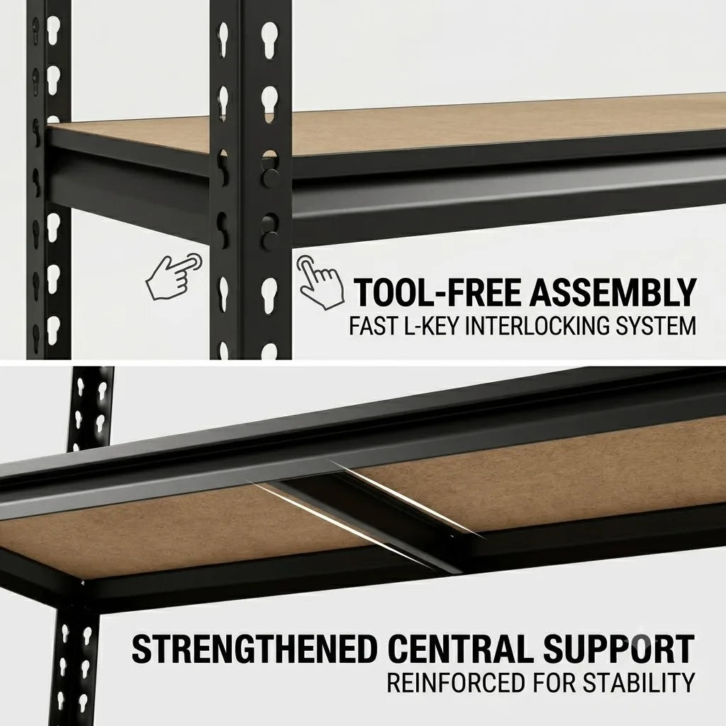 Slim Five Tier Adjustable Metal Shelving Storage Rack