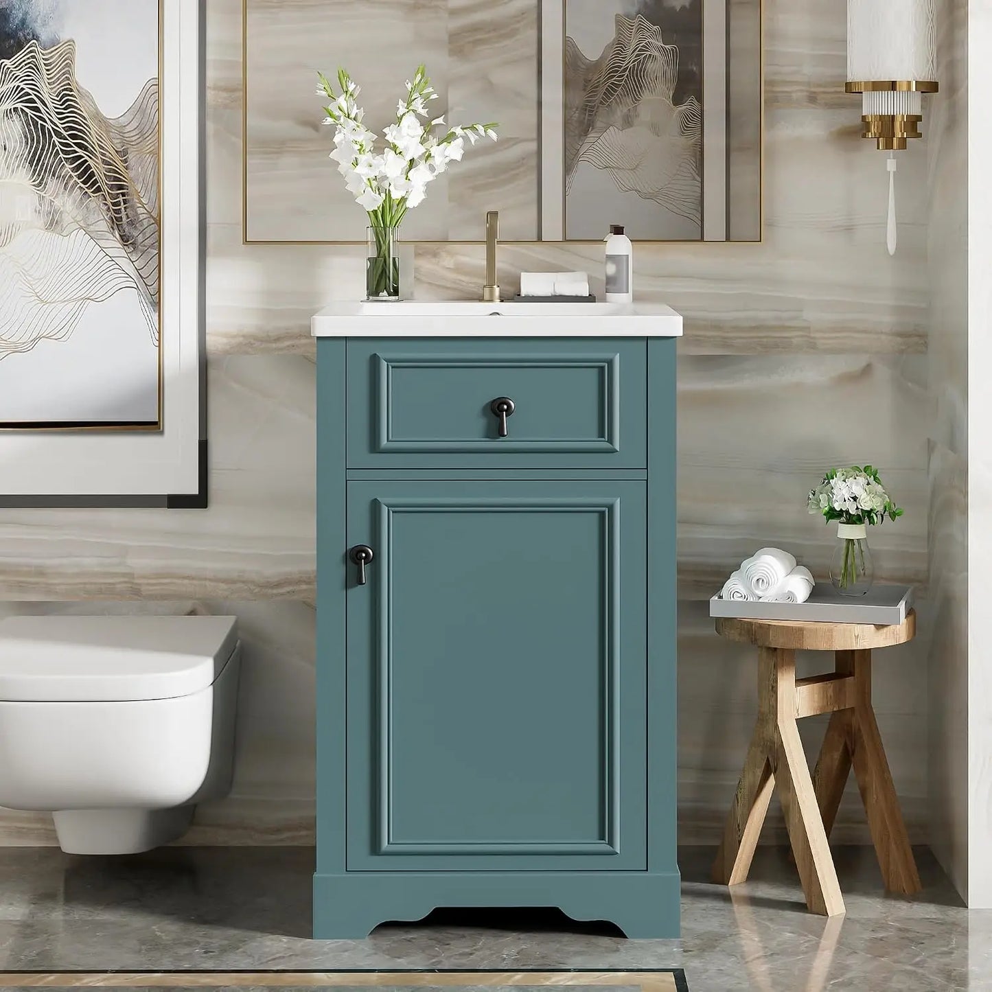 Modern Engineered Wood Bathroom Vanity With Single Sink