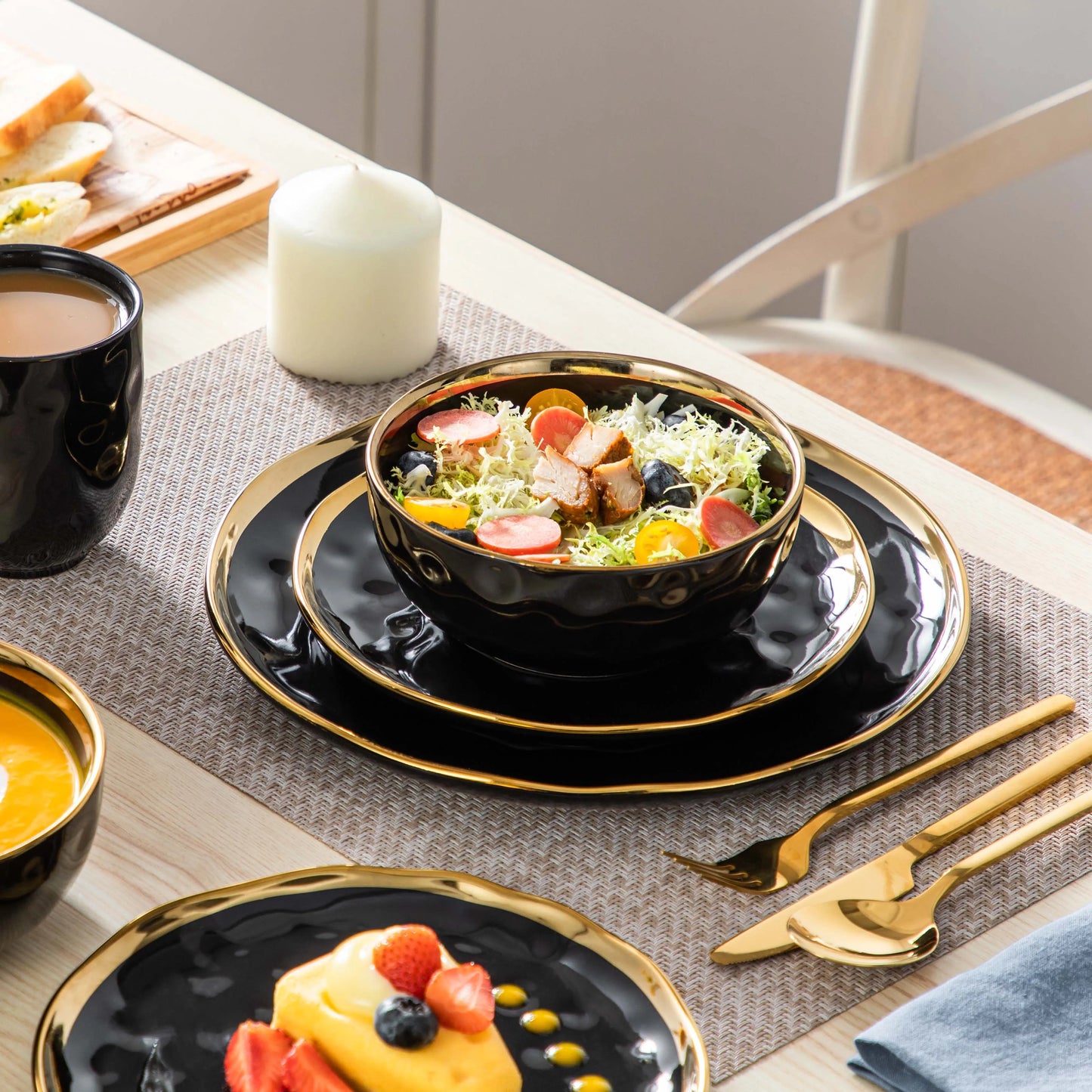Malacasa Porcelain Dinnerware Set 16 32 Piece Gold Trim