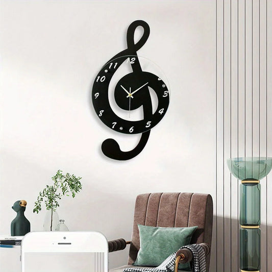 Hign Concerned Silent Sweep Musical Note Wall Clock