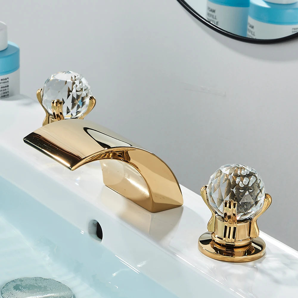 Quyanre LED Widespread Bathroom Faucet Waterfall