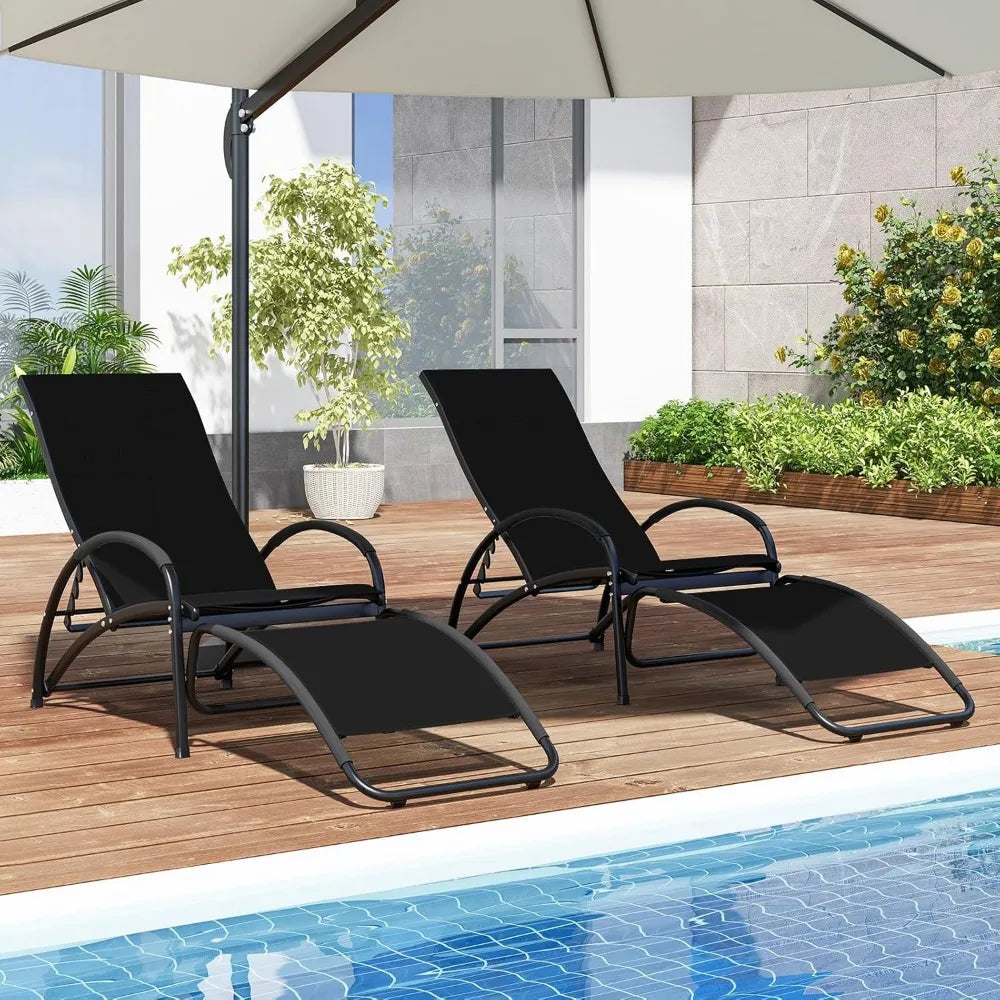 MKDK Convertible Outdoor Rocking Lounge Chair With Armrests
