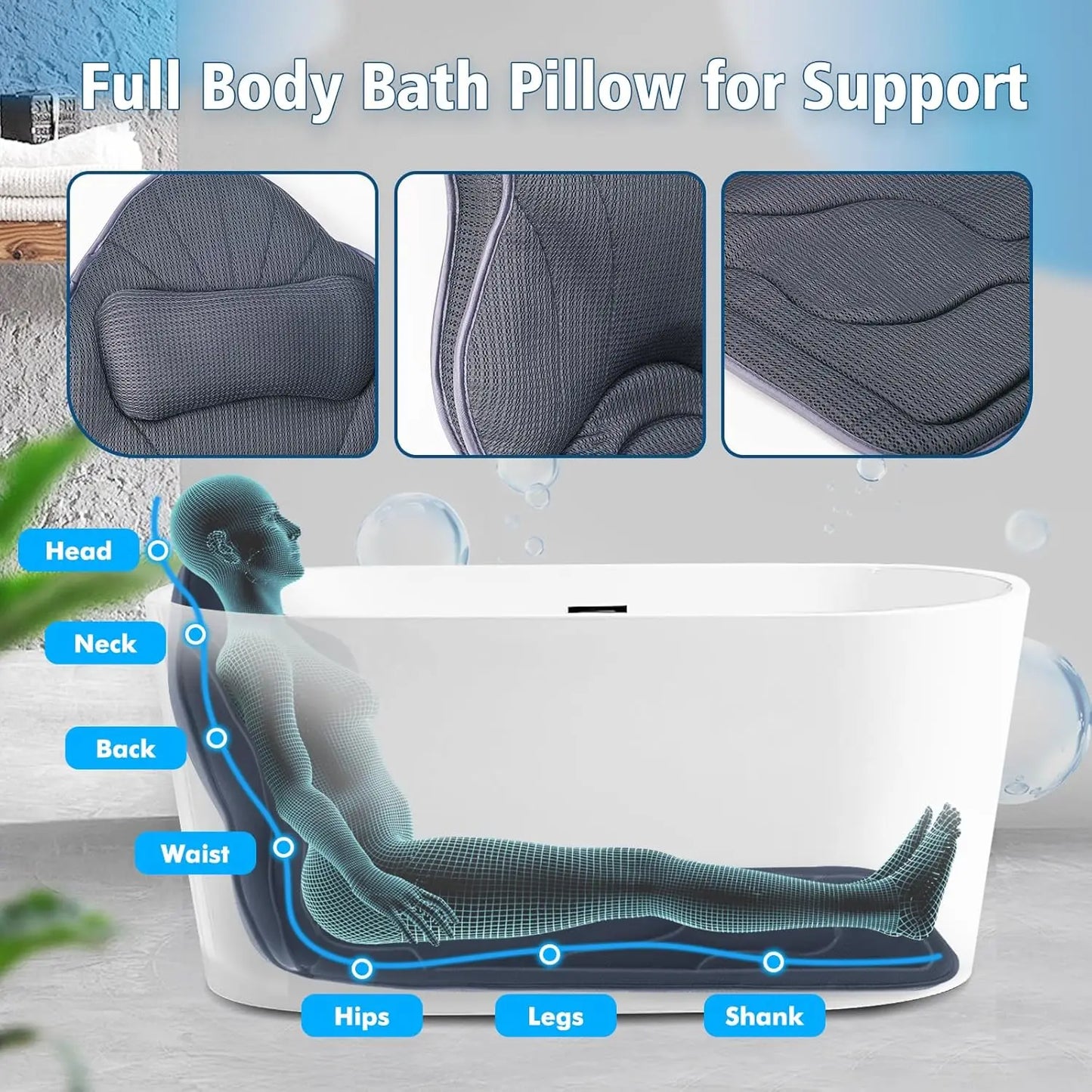 Extra Thick Bath Pillow With Head And Neck Support