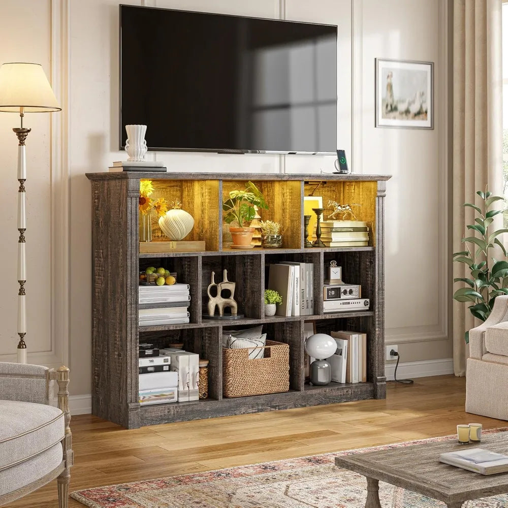10 Cube Storage Organizer with LED Light and Charging Station for Home and Office