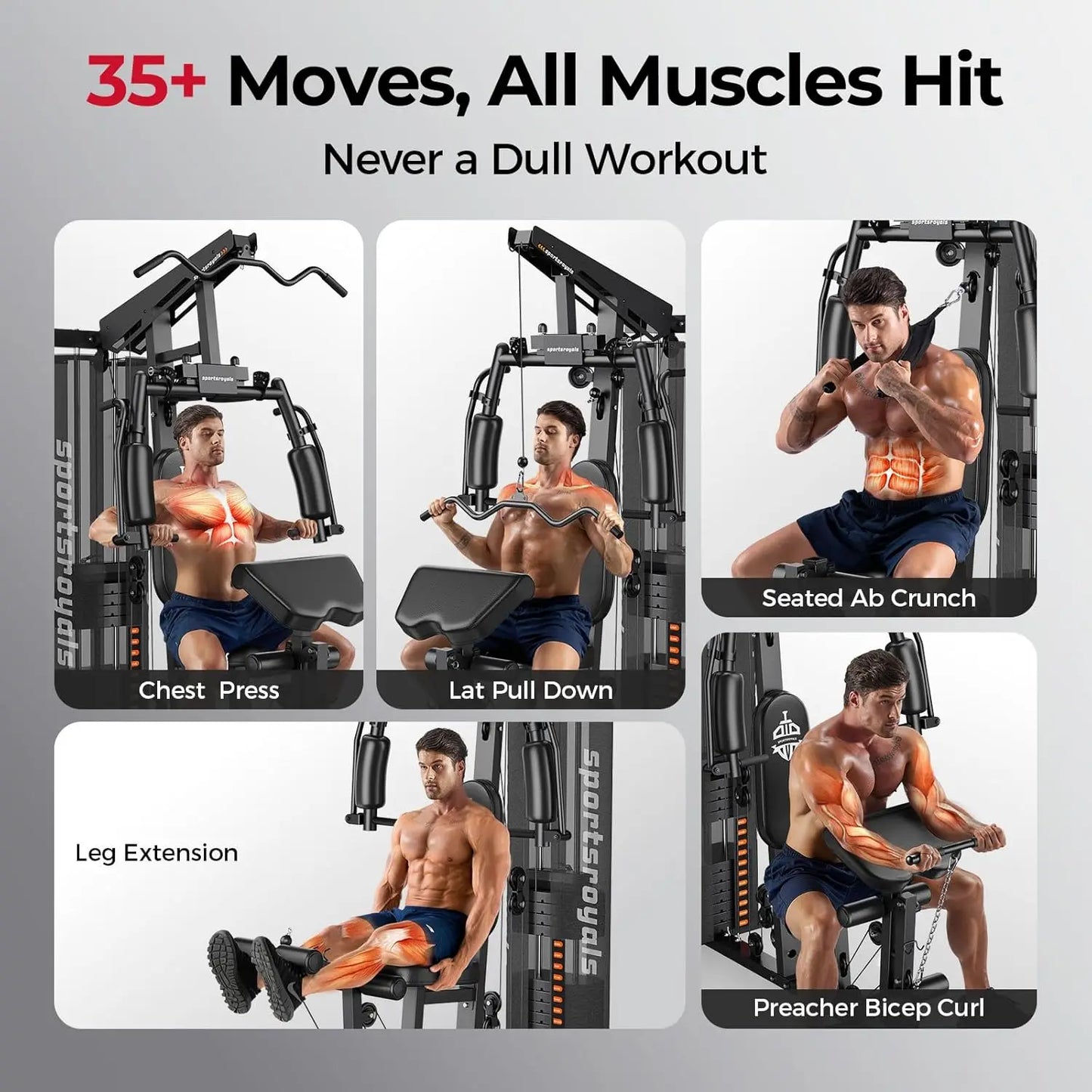 Home Gym Equipment 150LBS Weight Stack Pulley Machine