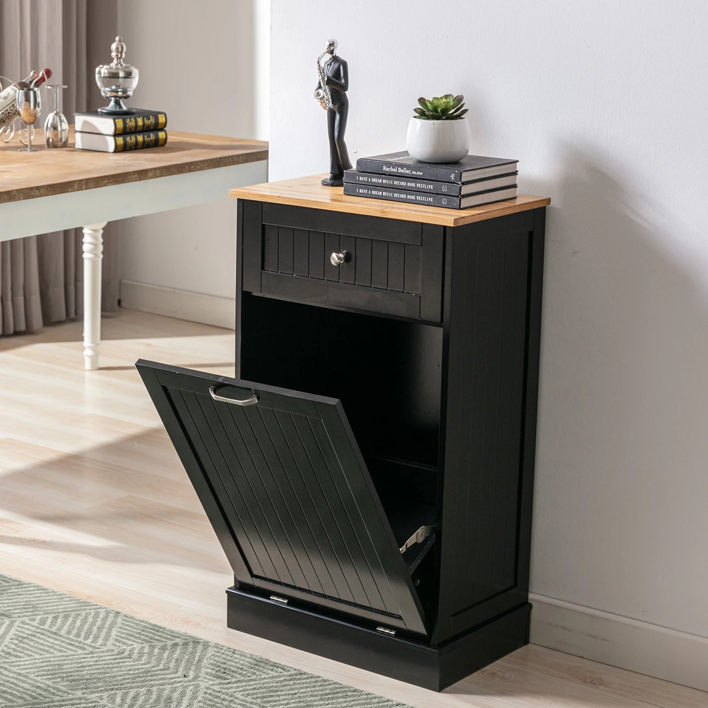QiaoShiRen Single Tilt Out Trash Cabinet With Cutting Board
