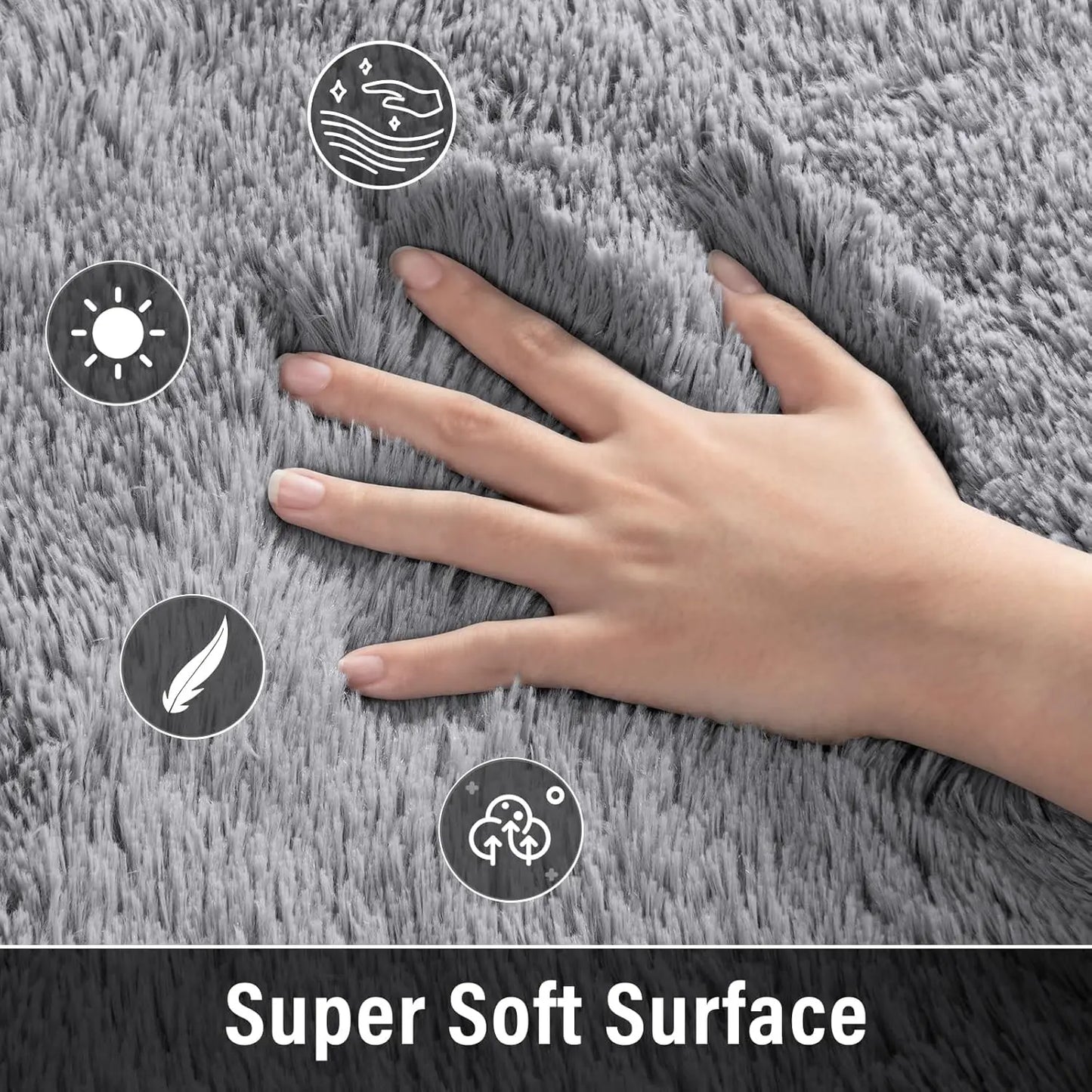 Sumptuous Modern Indoor Shag Rug Non Slip Plush Carpet