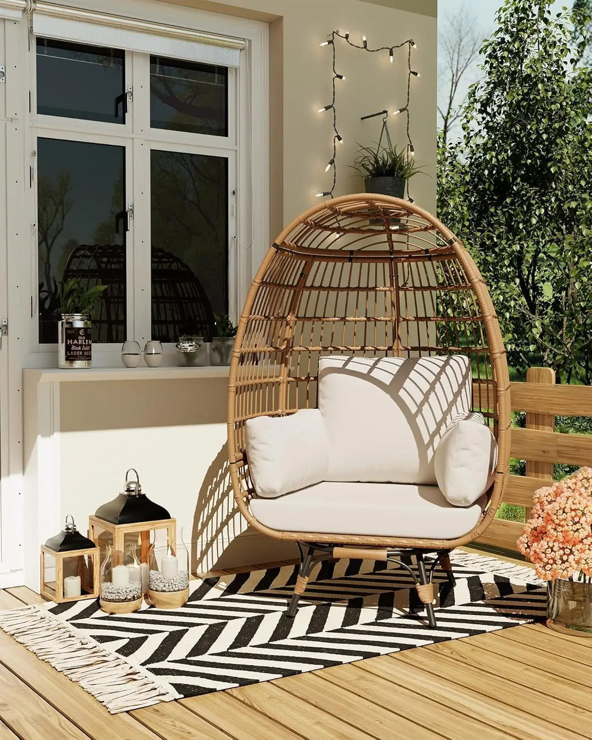 HiMISS 360 Degree Swivel Egg Chair Outdoor Lounge Furniture