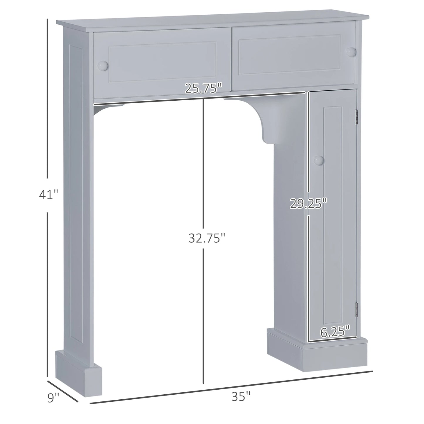 Bathroom Over The Toilet Storage Cabinet Freestanding Spacesaver in Gray
