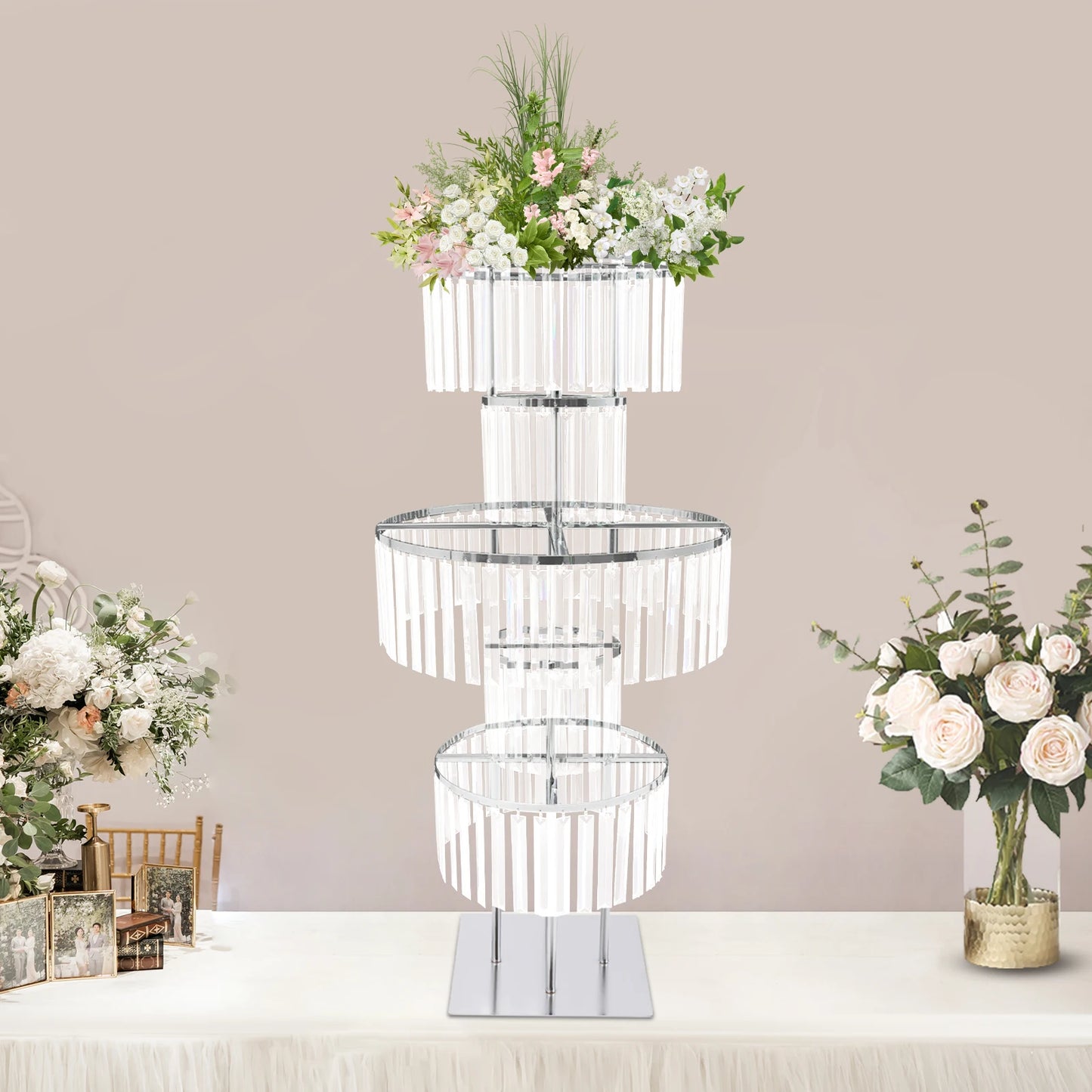 Hign-concerned Acrylic Flower Stand 5 Tier For Weddings