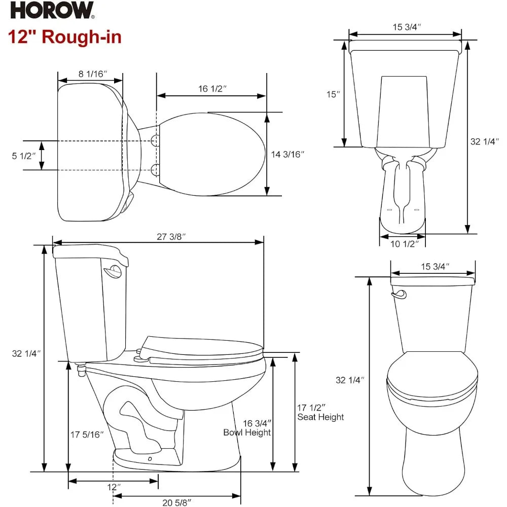 Two-Piece Round Toilet With ADA Comfort And 1.28 GPF