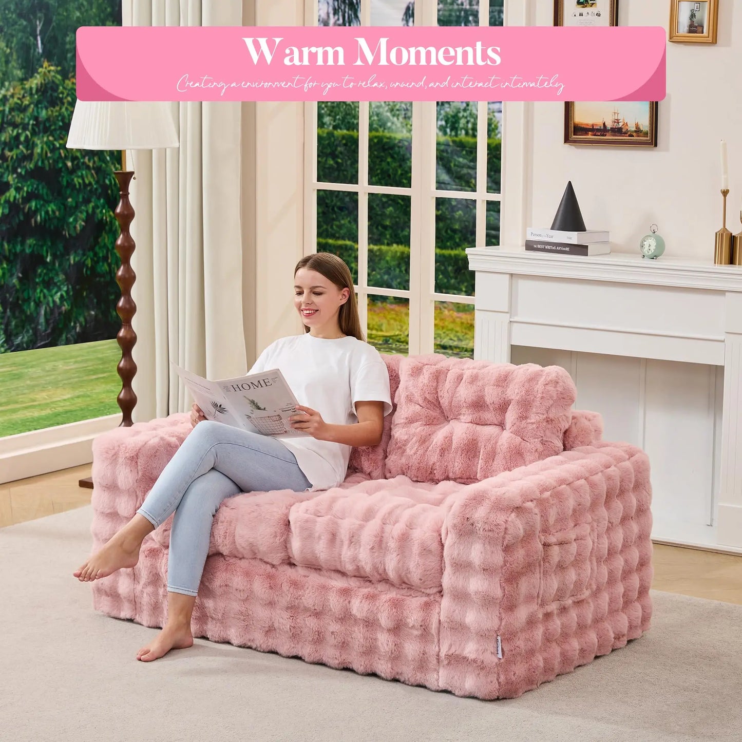 Fluffy Tufted Convertible Cloud Sofa For Living Room
