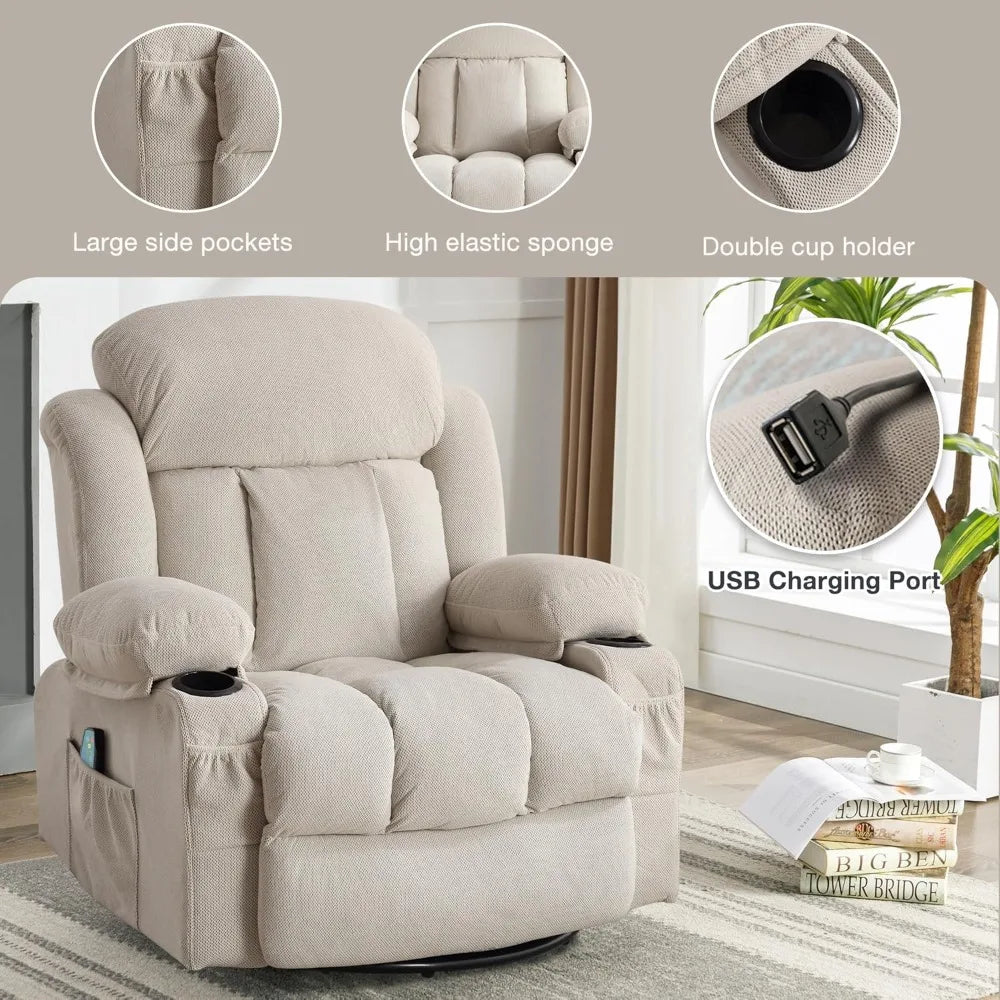 XIAOLANG 360 Swivel Recliner Massage Chair With USB Ports