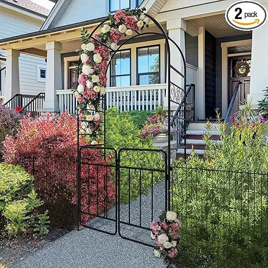 MKDK Garden Fence And Arch Set With Heavy Duty Arbor Gate